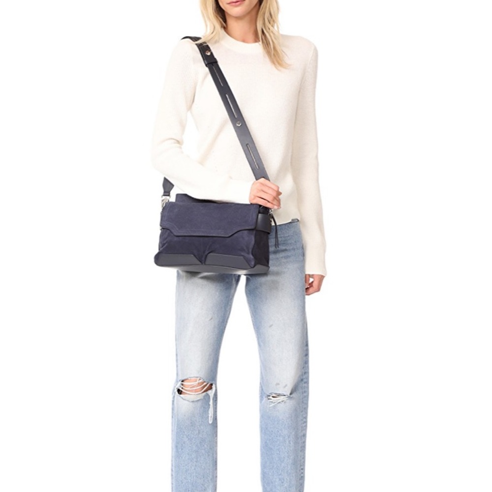 Rag and Bone navy suede and leather purse